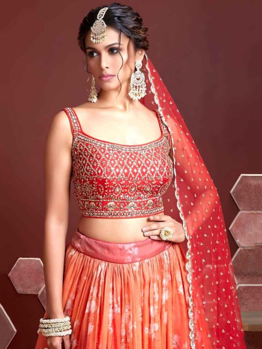 Red Banglory Silk Mirror Work Blouse