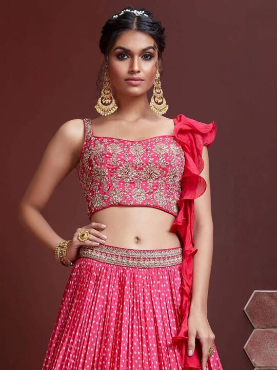 Semi-Stitched Chaniya Choli with Ruffle Dupatta