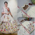 Cotton Navratri lehenga choli with mirror work