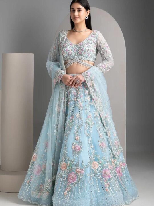 Premium Embroidered Semi-Stitched Lehenga Set by Pramukhmart