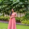 embroidered chinnon anarkali dress
