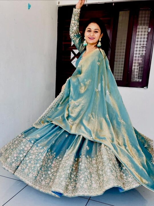 teal lehenga choli with dupatta