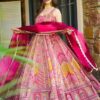 Designer party wear gown with dupatta – heavy georgette, embroidery and sequence work