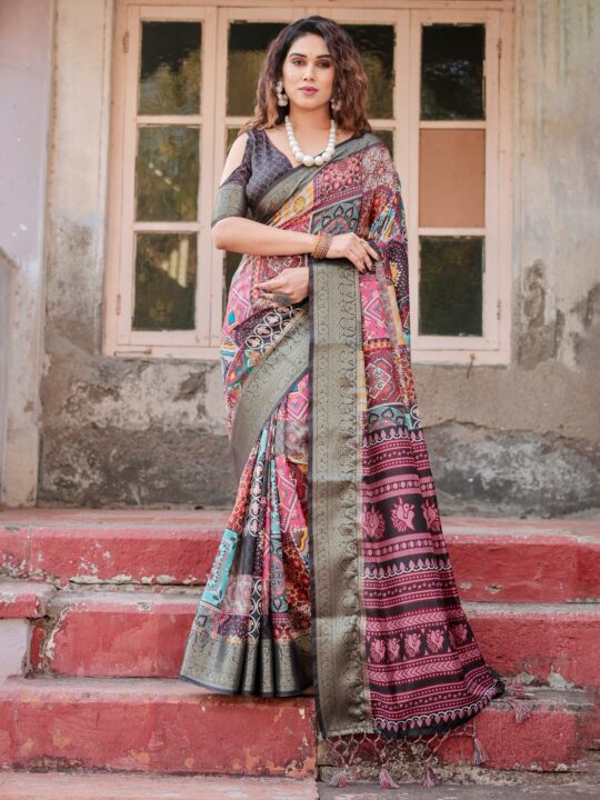 banarasi digital print saree