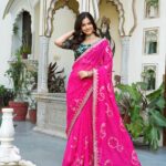 georgette saree with gota patti