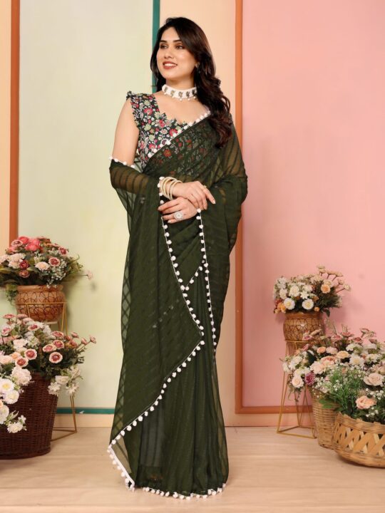 soft georgette saree with lace