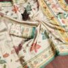 Soft munga silk saree with digital floral print and Banarasi border