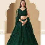 Mirror Work Lehenga Choli with Cape Dupatta – Front View
