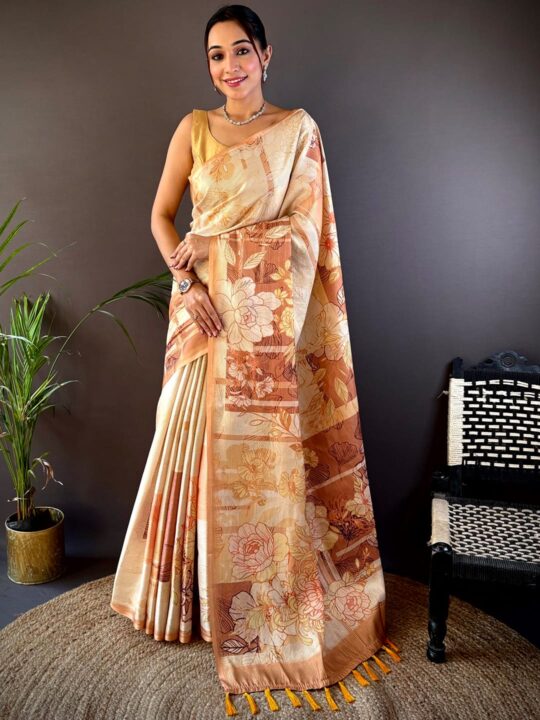 tussar floral saree
