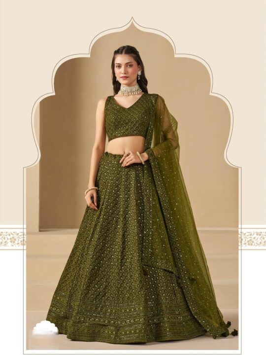 Designer Indo-Western Lehenga Choli with Sequins