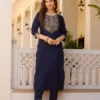 Embroidered Kurti Set for Women with Chinon Dupatta – Pramukhmart