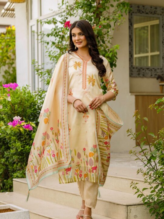 Printed Assam silk dupatta for women