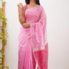Model wearing Premium Soft Lilan Saree with Rich Pallu from Pramukhmart