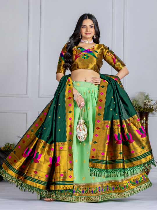 Jacquard Silk Lehenga Choli Front View