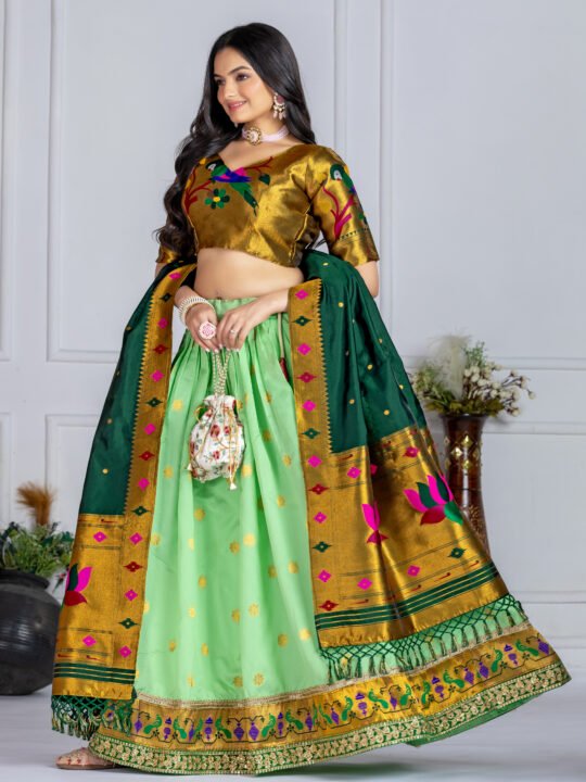 Zari Weaving Work on Lehenga Choli