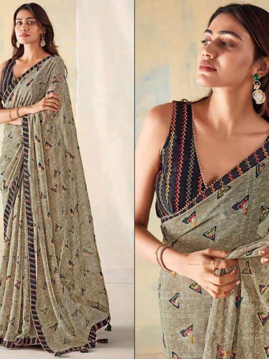 Elegant Georgette Saree with Designer Lace Work