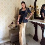 Three piece western outfit with sequin blazer and dhoti for women