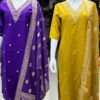 Cotton silk kurti set with embroidery