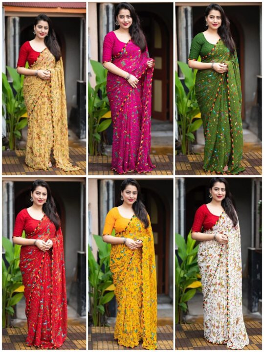 warli print georgette saree