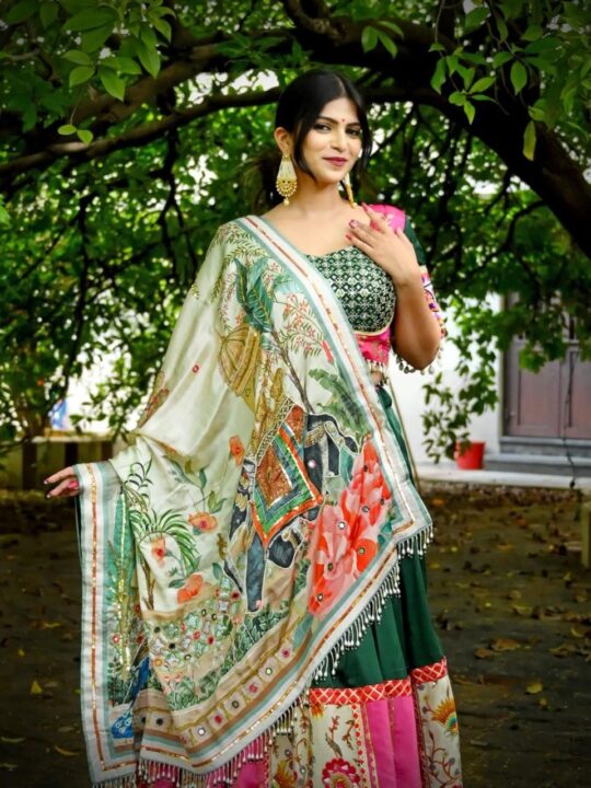 Muslin Cotton Blouse and Lehenga Set