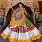 Butter silk lehenga choli with digital print and mirror work – Pramukhmart