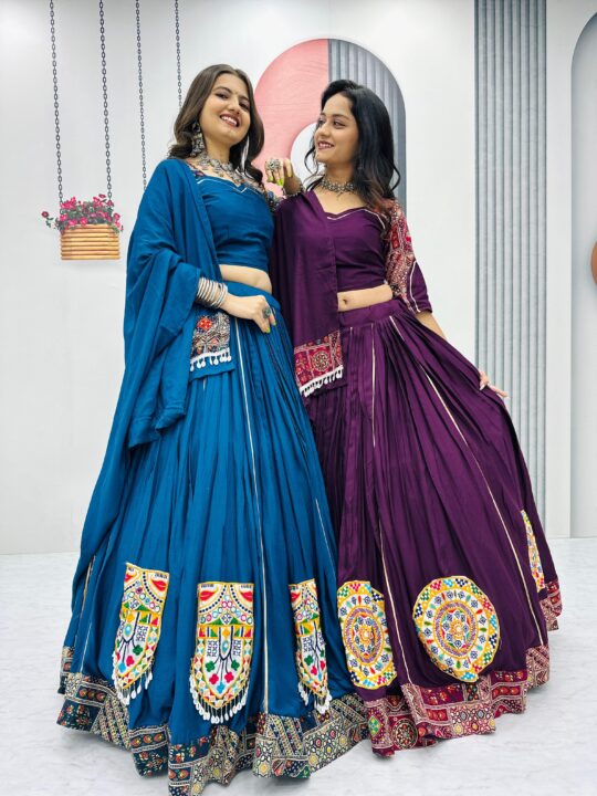 Front view of pure cotton Navratri lehenga choli