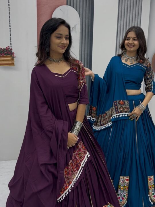 Gamathi work stitched chaniya choli with dupatta