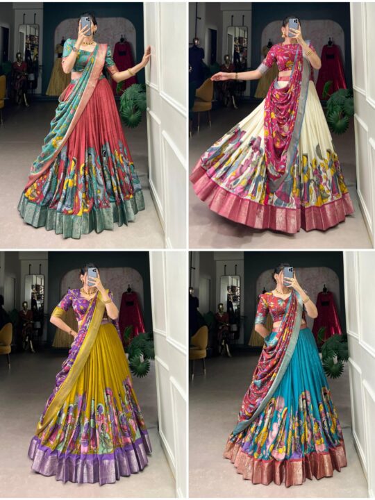 Floral Printed Dupatta with Lehenga Choli Set