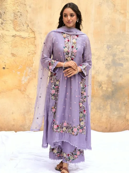 Embroidered Faux Georgette Top for Women – Party Look