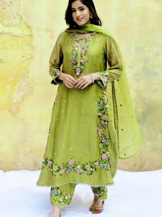 Heavy Work Plazzo and Lace Border Dupatta Set