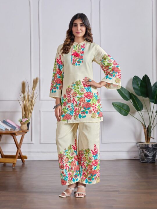 Floral cotton co-ord set for women – Pramukhmart stitched outfit