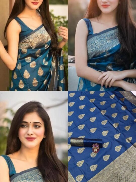 Banarasi silk saree with floral gold zari work