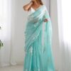 Designer saree for women with dual sequence work and scalloping border – Pramukhmart