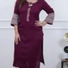 rayon cotton embroidered kurti set