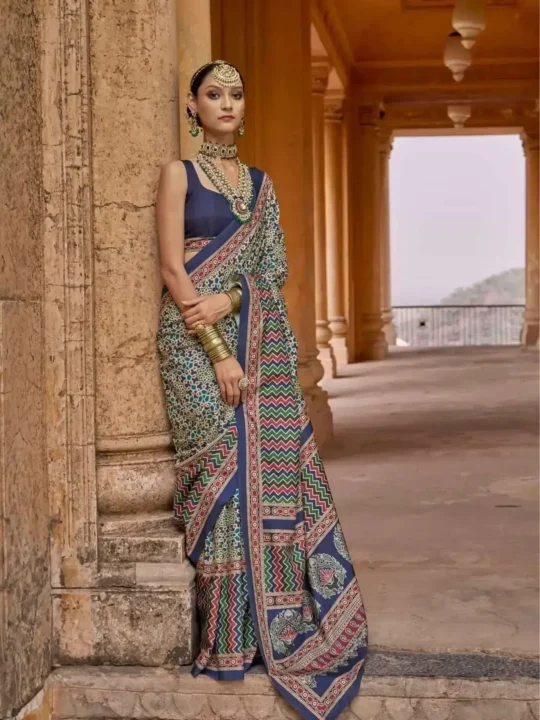 "Pramukhmart Ajrakh Saree with Exclusive Prints"