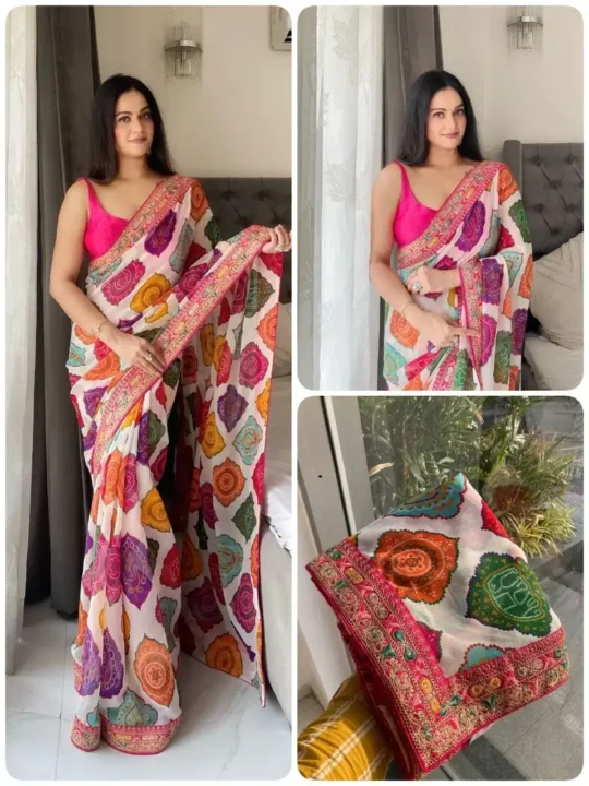 "Party Wear Bandhej Georgette Saree for Women"