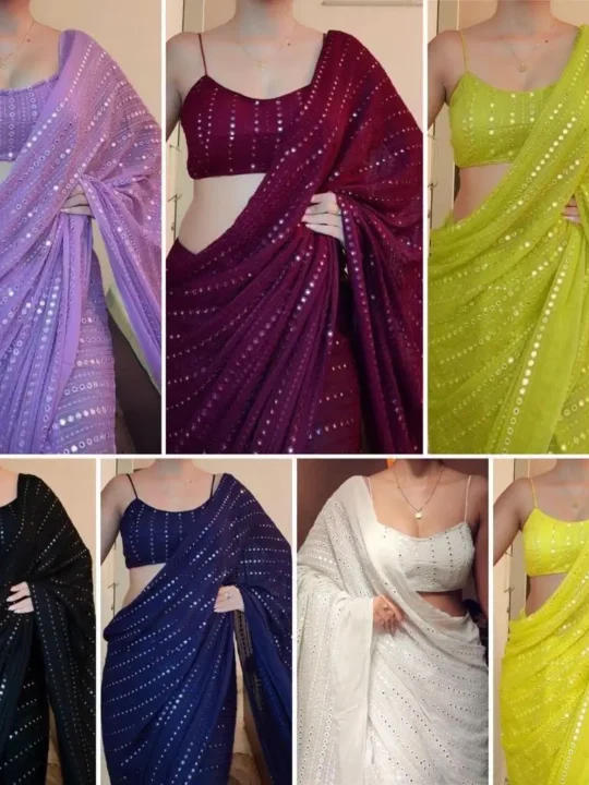 "Designer Georgette Saree for Women with Sequin Work"