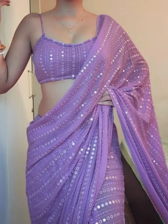 "Party Wear Embroidered Georgette Saree with Blouse"