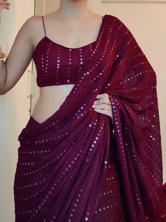 "Pramukhmart Sequin Work Designer Saree"