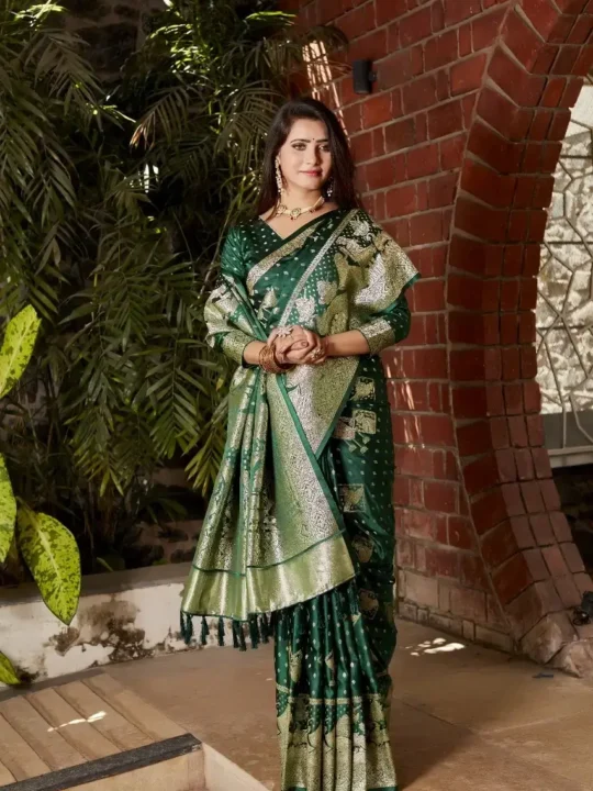 "Kanjivaram Soft Satin Silk Saree with Blouse"