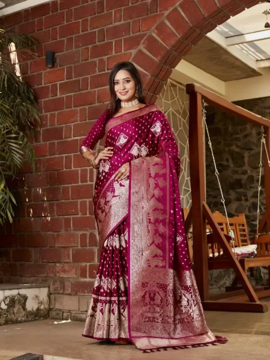"Elegant Festive Satin Saree by Pramukhmart"