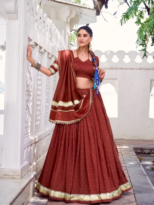 pure chanderi zari weaving lehenga