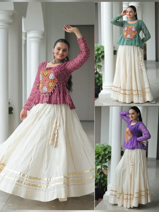 gamthi work kora cotton lehenga