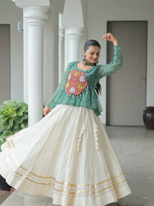 Stitched Gota Patti Lace on Kora Cotton Lehenga