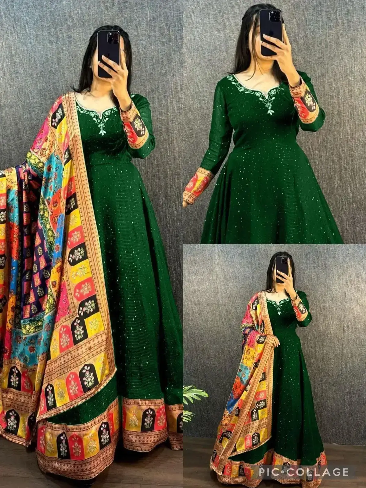 Sequence Anarkali Gown with Chinnon Silk Dupatta