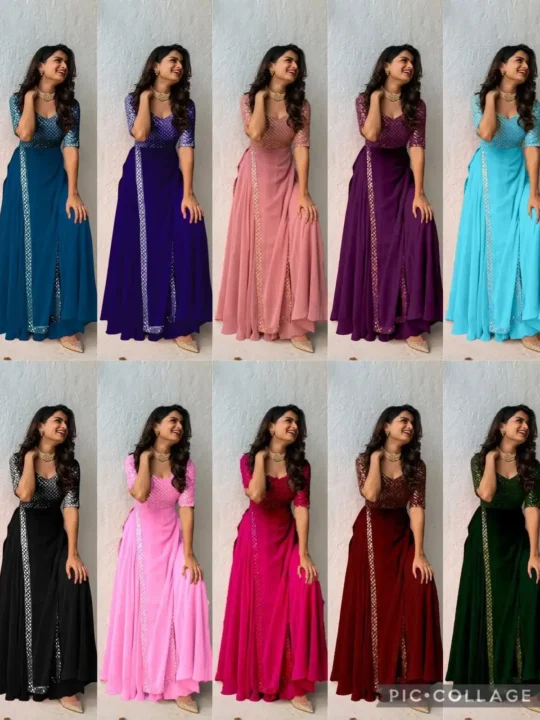 Party Wear Sequence Gown in Faux Georgette