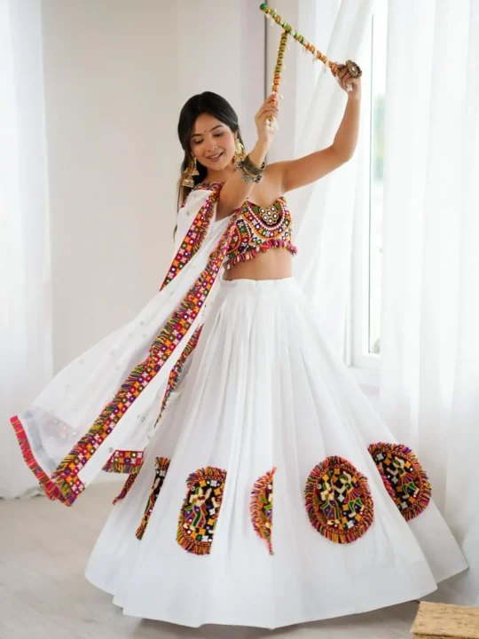 "Party wear lehenga choli with 4-meter flair"