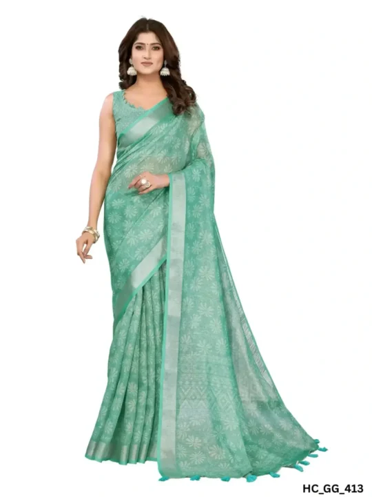 Linen Saree Blouse Designs