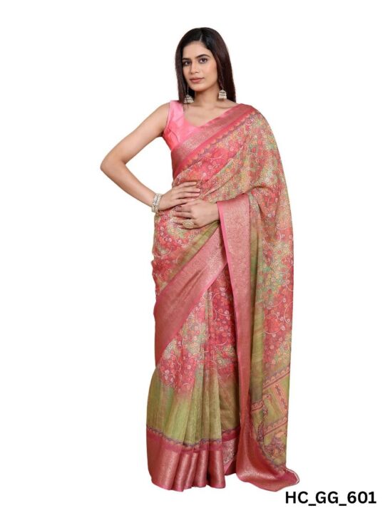 linen cotton saree for women