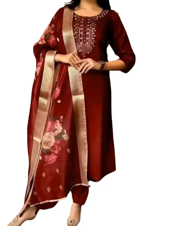 embroidered Kurti Pant Set